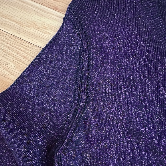 Ellen Tracy Sparkle Cardigan Sweater Purple Size Medium - Picture 8 of 12